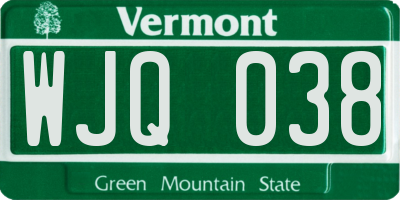 VT license plate WJQ038