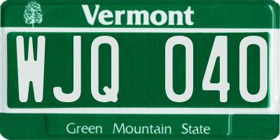 VT license plate WJQ040
