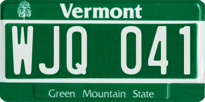 VT license plate WJQ041