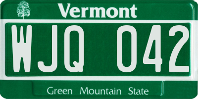 VT license plate WJQ042