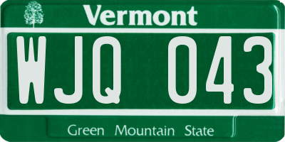 VT license plate WJQ043