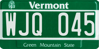 VT license plate WJQ045