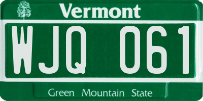 VT license plate WJQ061