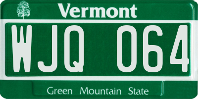 VT license plate WJQ064