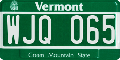 VT license plate WJQ065
