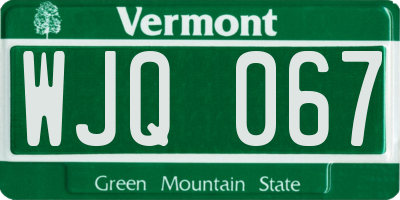 VT license plate WJQ067