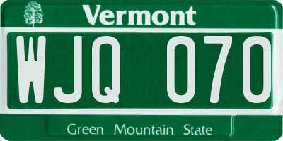 VT license plate WJQ070