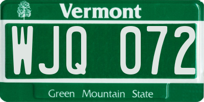 VT license plate WJQ072