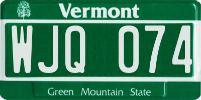 VT license plate WJQ074