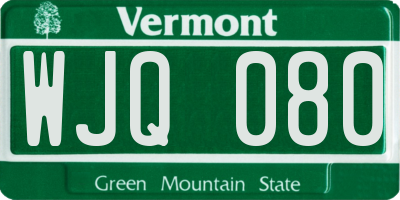 VT license plate WJQ080