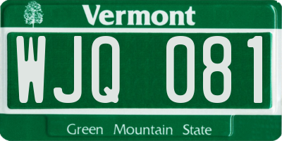 VT license plate WJQ081