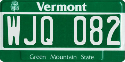 VT license plate WJQ082