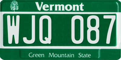 VT license plate WJQ087