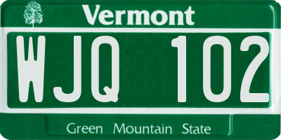 VT license plate WJQ102