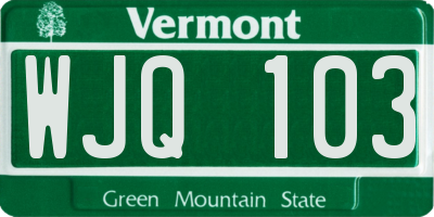 VT license plate WJQ103