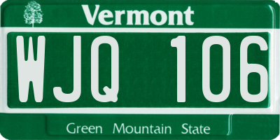 VT license plate WJQ106