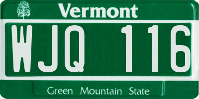 VT license plate WJQ116