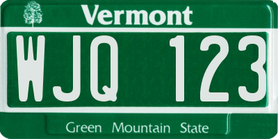 VT license plate WJQ123