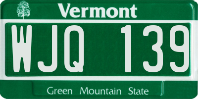 VT license plate WJQ139