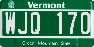 VT license plate WJQ170