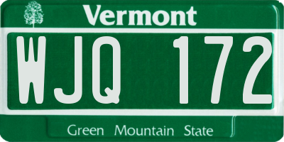 VT license plate WJQ172
