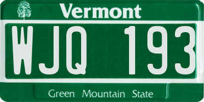 VT license plate WJQ193