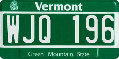 VT license plate WJQ196