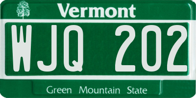 VT license plate WJQ202