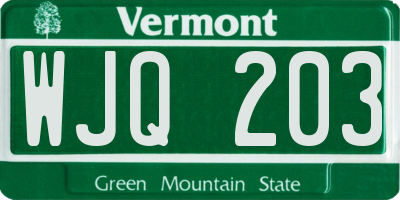 VT license plate WJQ203