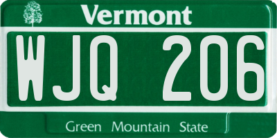 VT license plate WJQ206