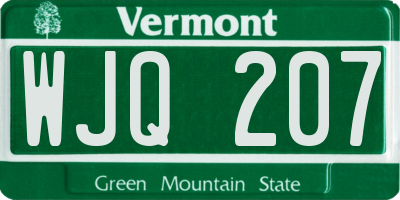 VT license plate WJQ207