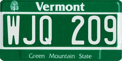 VT license plate WJQ209