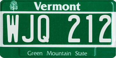 VT license plate WJQ212