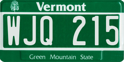 VT license plate WJQ215