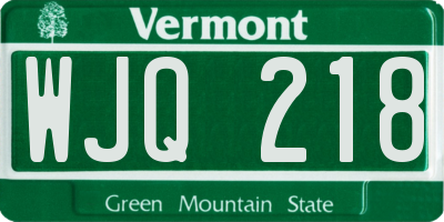 VT license plate WJQ218