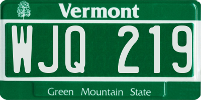VT license plate WJQ219