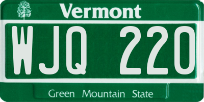 VT license plate WJQ220