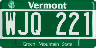 VT license plate WJQ221