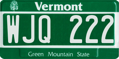 VT license plate WJQ222