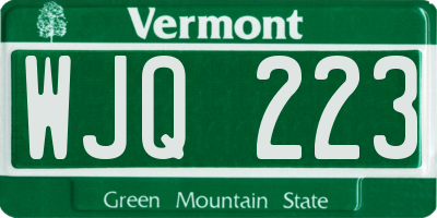 VT license plate WJQ223