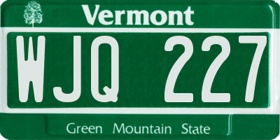 VT license plate WJQ227