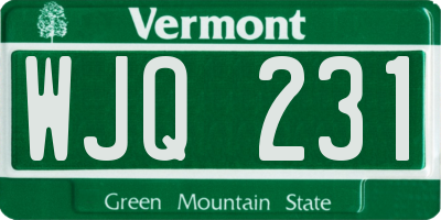VT license plate WJQ231