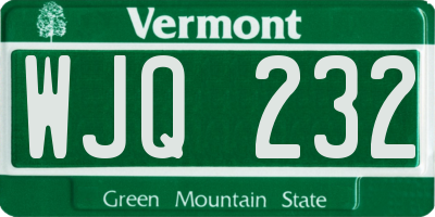 VT license plate WJQ232