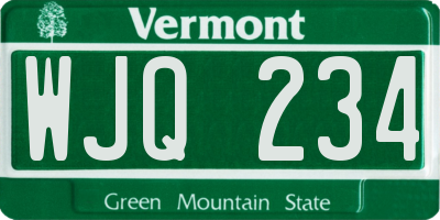 VT license plate WJQ234