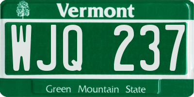 VT license plate WJQ237