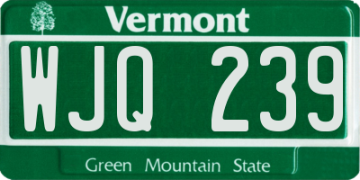 VT license plate WJQ239
