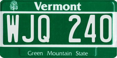 VT license plate WJQ240