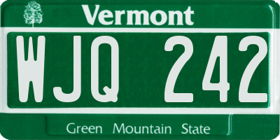 VT license plate WJQ242
