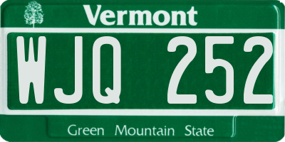 VT license plate WJQ252