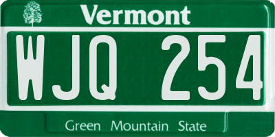 VT license plate WJQ254